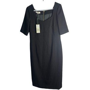 Hobbs London Sheath Violet Dress Womens UK 12 US 10 Black Short Sleeve New $335